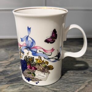 Gucci White Mug with Floral and Butterfly Design